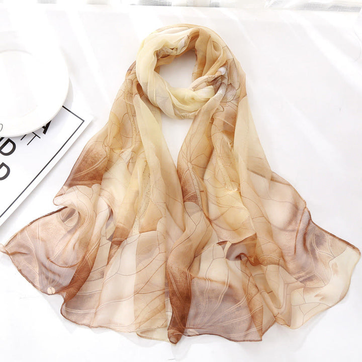 Sciarpa da spiaggia con protezione solare, motivo floreale in chiffon estivo morbido da donna