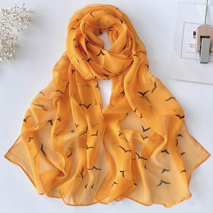 Sciarpa da spiaggia con protezione solare, motivo floreale in chiffon estivo morbido da donna