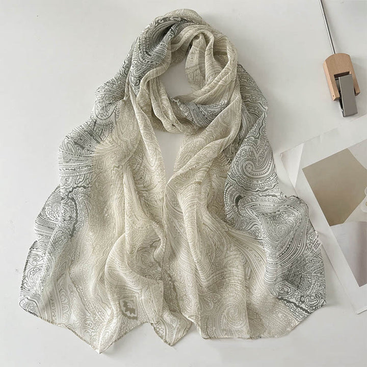 Sciarpa da spiaggia con protezione solare, motivo floreale in chiffon estivo morbido da donna