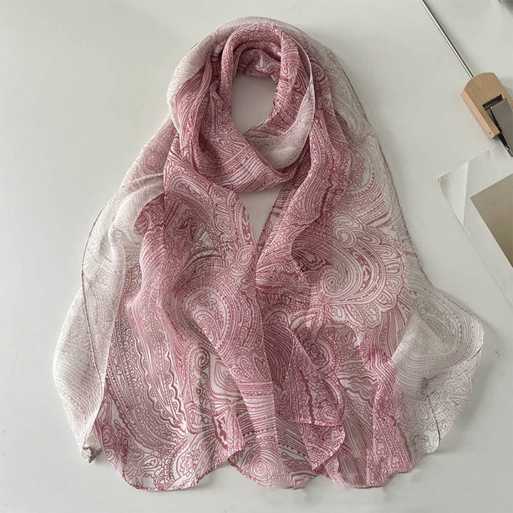 Sciarpa da spiaggia con protezione solare, motivo floreale in chiffon estivo morbido da donna - #43 Prugna - image 45