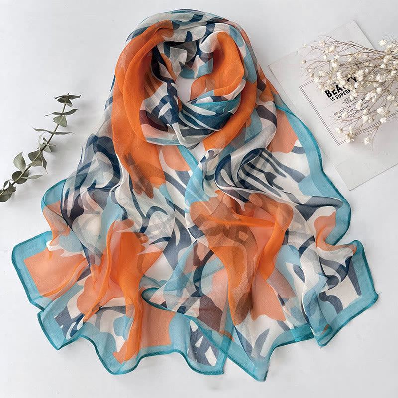 Sciarpa da spiaggia con protezione solare, motivo floreale in chiffon estivo morbido da donna