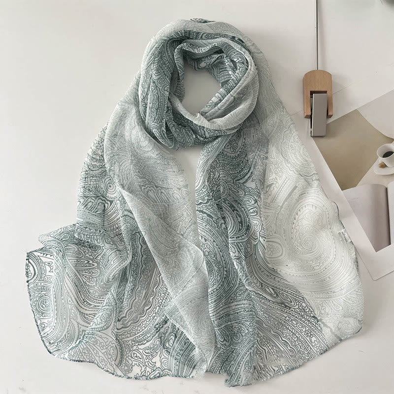 Sciarpa da spiaggia con protezione solare, motivo floreale in chiffon estivo morbido da donna