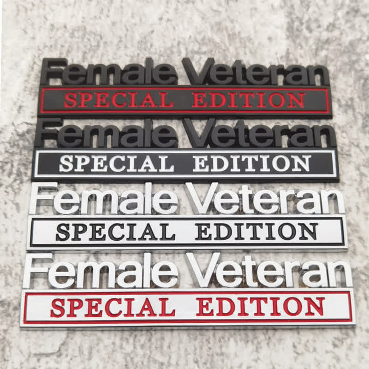 Distintivo per auto adesivo in metallo "Veterana donna SPECIAL EDITION"