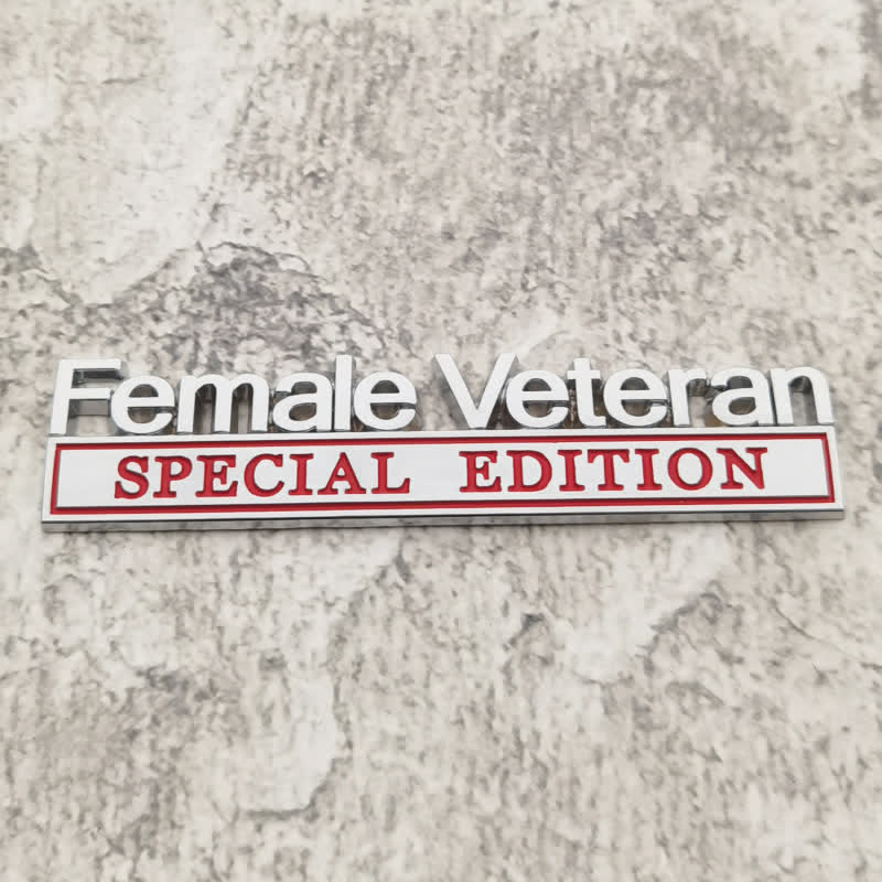 Distintivo per auto adesivo in metallo "Veterana donna SPECIAL EDITION"