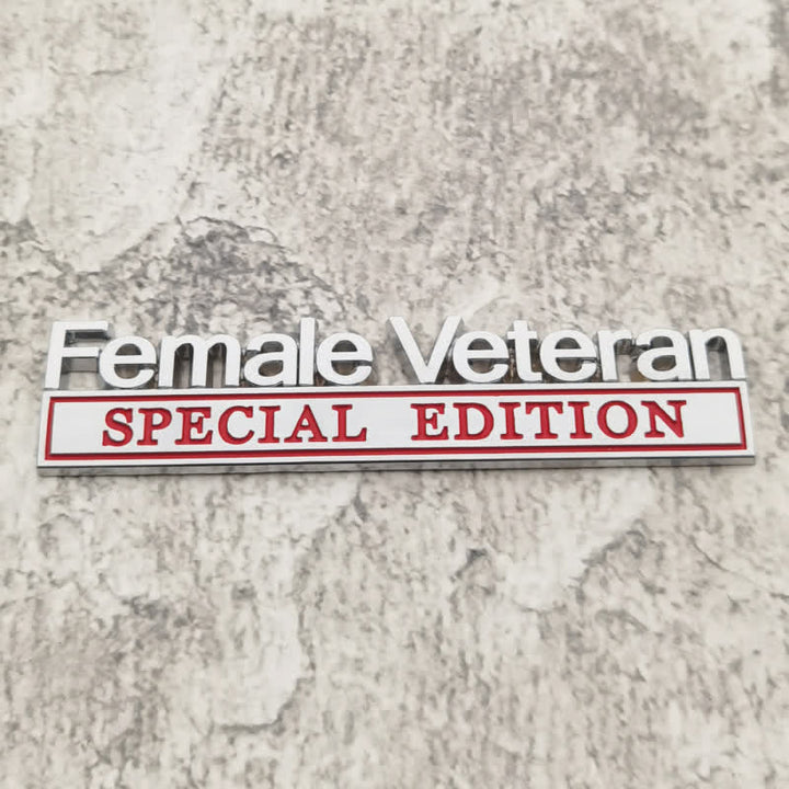 Distintivo per auto adesivo in metallo "Veterana donna SPECIAL EDITION"