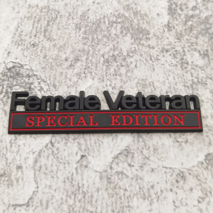 Distintivo per auto adesivo in metallo "Veterana donna SPECIAL EDITION"