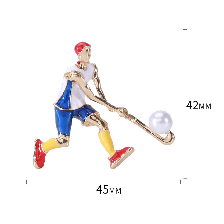 Spilla da giocatore di hockey su ghiaccio dei cartoni animati Accessori per magliette dorate