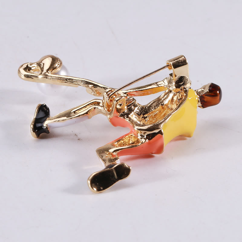 Spilla da giocatore di hockey su ghiaccio dei cartoni animati Accessori per magliette dorate