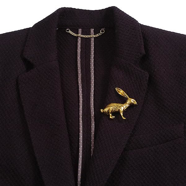 Spilla con angelo barocco e coniglio in oro, accessori per camicie