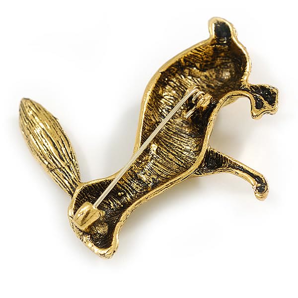 Spilla con angelo barocco e coniglio in oro, accessori per camicie