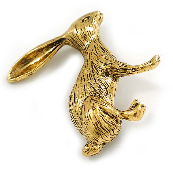 Spilla con angelo barocco e coniglio in oro, accessori per camicie