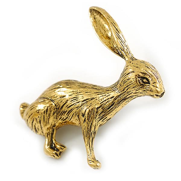 Spilla con angelo barocco e coniglio in oro, accessori per camicie