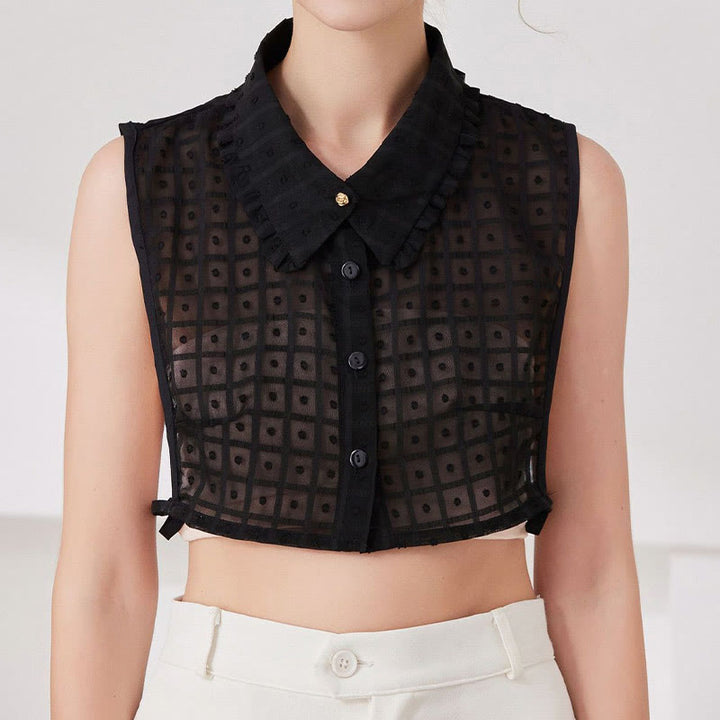 Camicetta mezza camicia staccabile con colletto finto a traliccio di petali