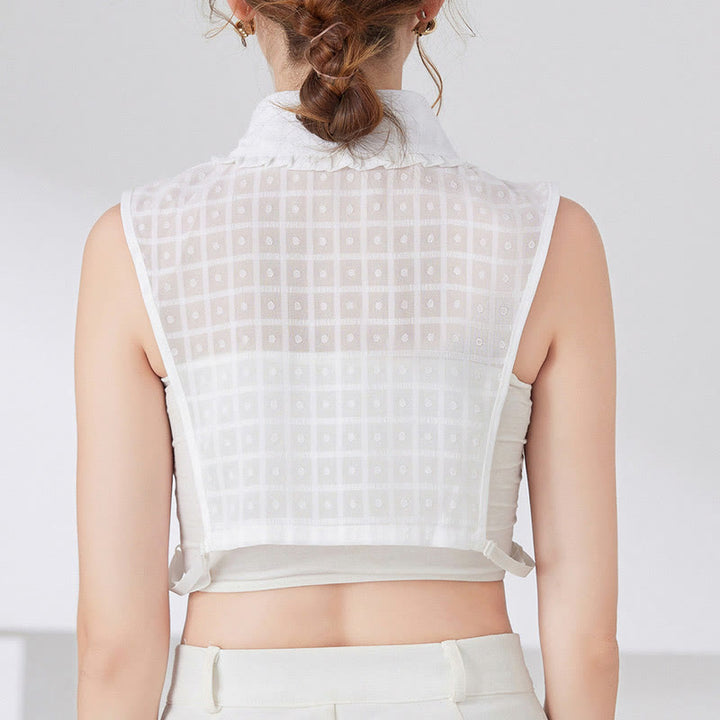 Camicetta mezza camicia staccabile con colletto finto a traliccio di petali