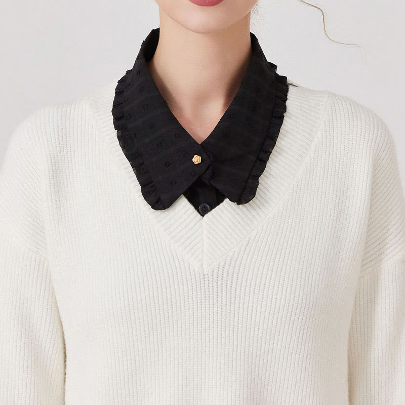 Camicetta mezza camicia staccabile con colletto finto a traliccio di petali