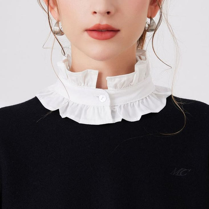 Camicia bianca con colletto plissettato e bottone staccabile con colletto finto - Bianco - Taglia unica - image 0