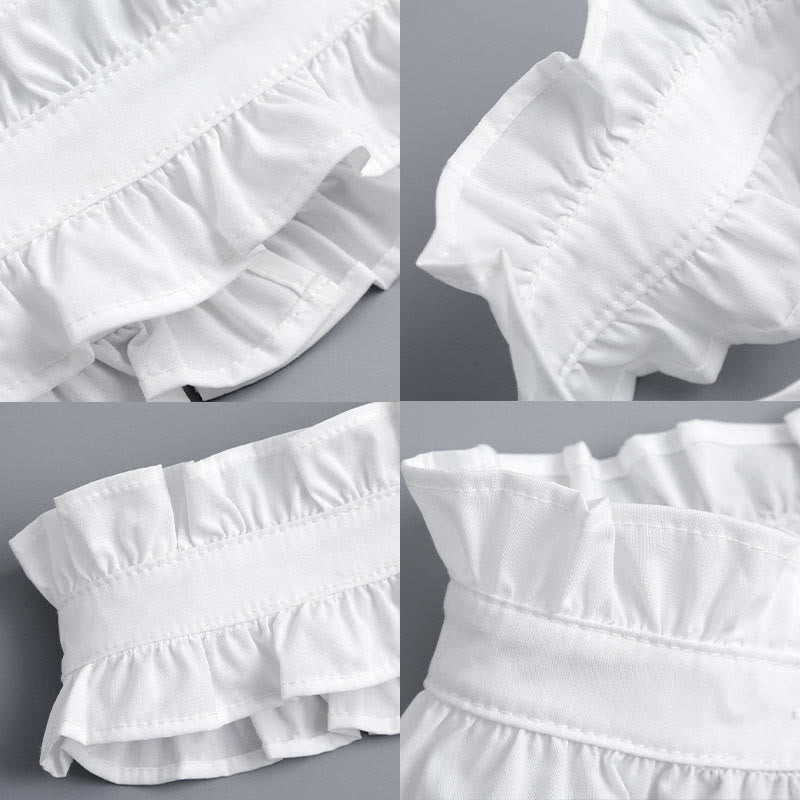 Camicia bianca con colletto plissettato e bottone staccabile con colletto finto - image 7