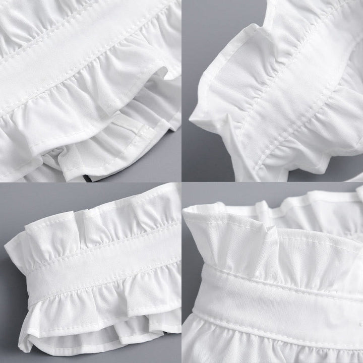 Camicia bianca con colletto plissettato e bottone staccabile con colletto finto - image 7