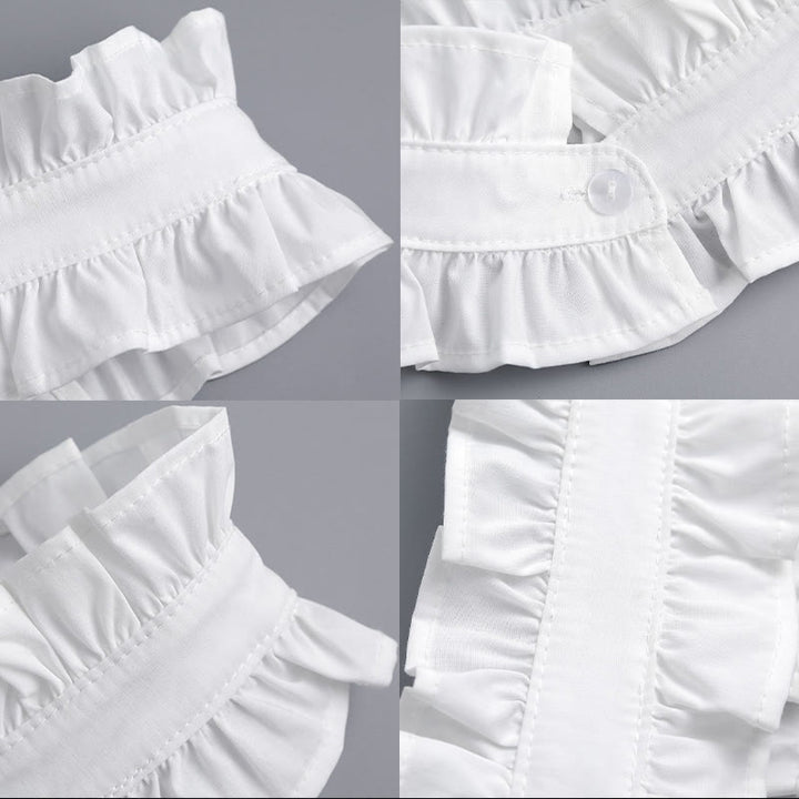 Camicia bianca con colletto plissettato e bottone staccabile con colletto finto