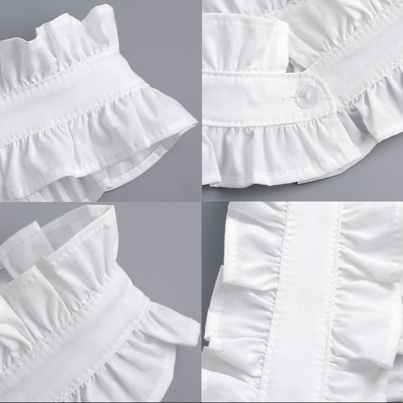 Camicia bianca con colletto plissettato e bottone staccabile con colletto finto - image 6