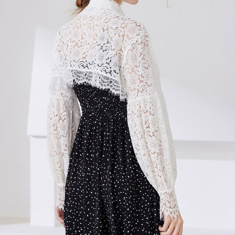 Mantella in pizzo floreale per protezione solare, mezza camicia staccabile - image 4