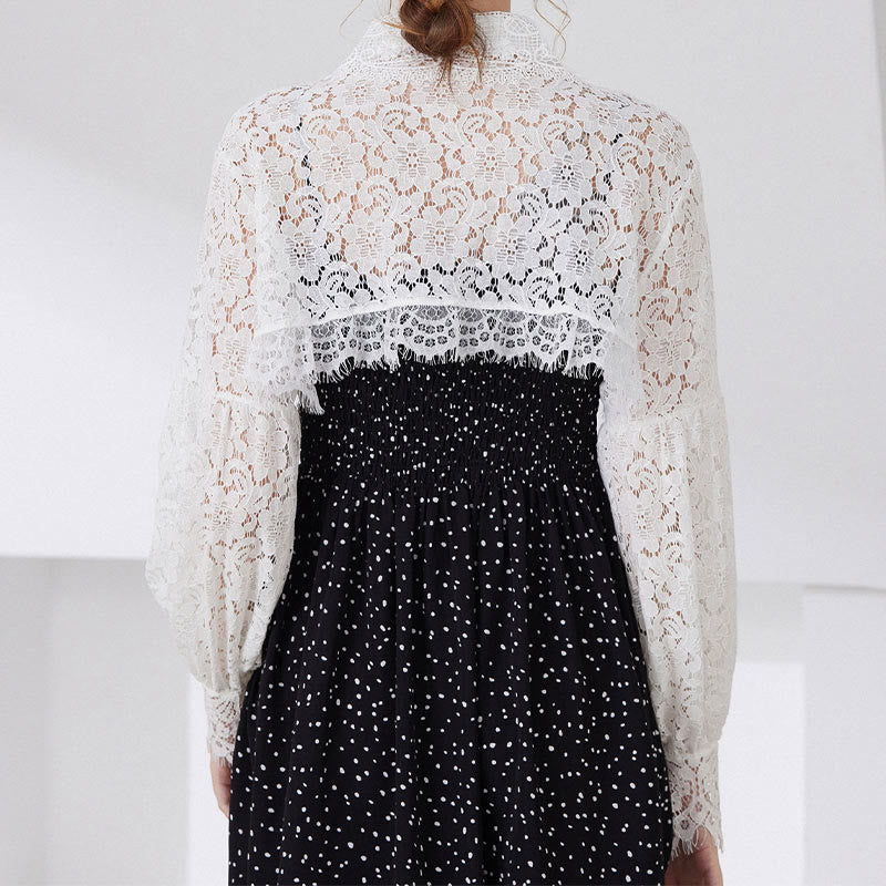 Mantella in pizzo floreale per protezione solare, mezza camicia staccabile