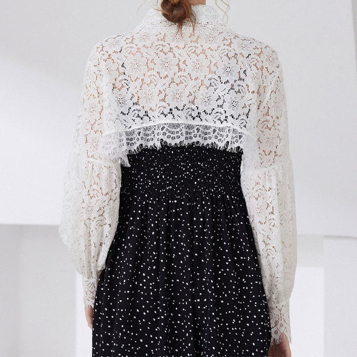 Mantella in pizzo floreale per protezione solare, mezza camicia staccabile