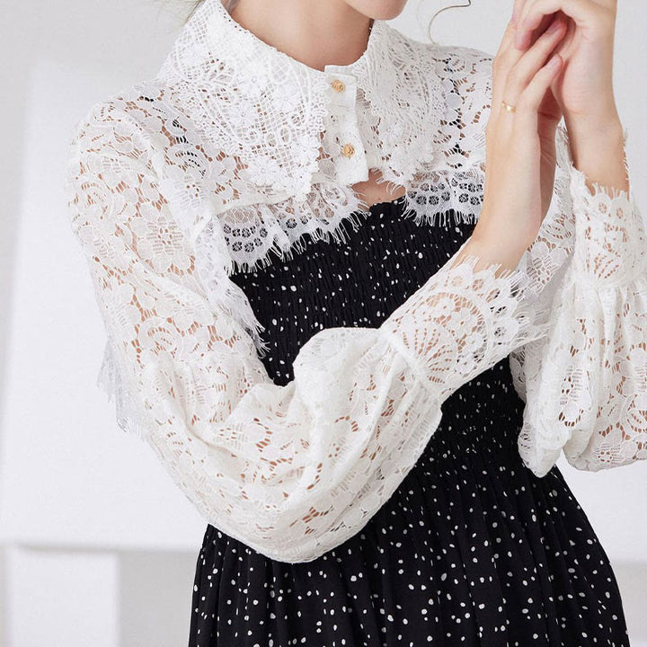 Mantella in pizzo floreale per protezione solare, mezza camicia staccabile - image 2