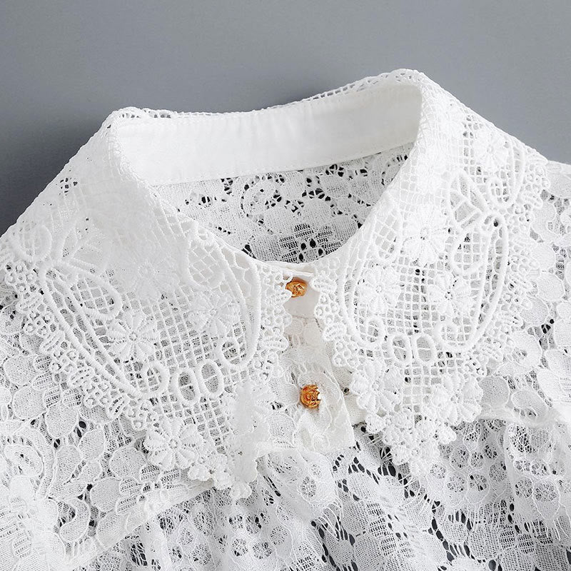 Mantella in pizzo floreale per protezione solare, mezza camicia staccabile - image 6