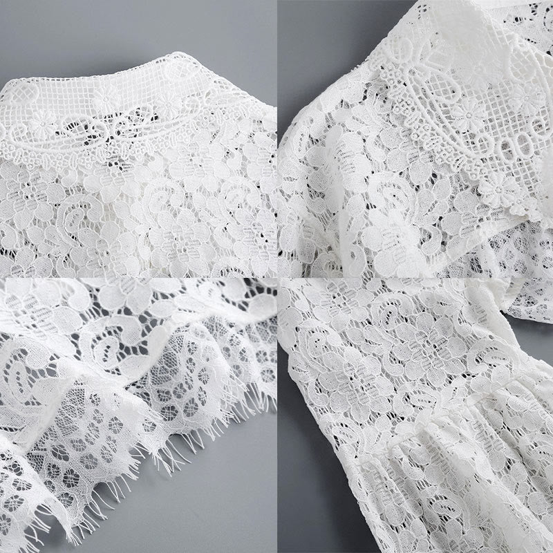 Mantella in pizzo floreale per protezione solare, mezza camicia staccabile