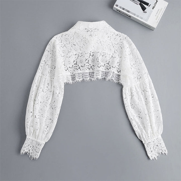 Mantella in pizzo floreale per protezione solare, mezza camicia staccabile - image 9