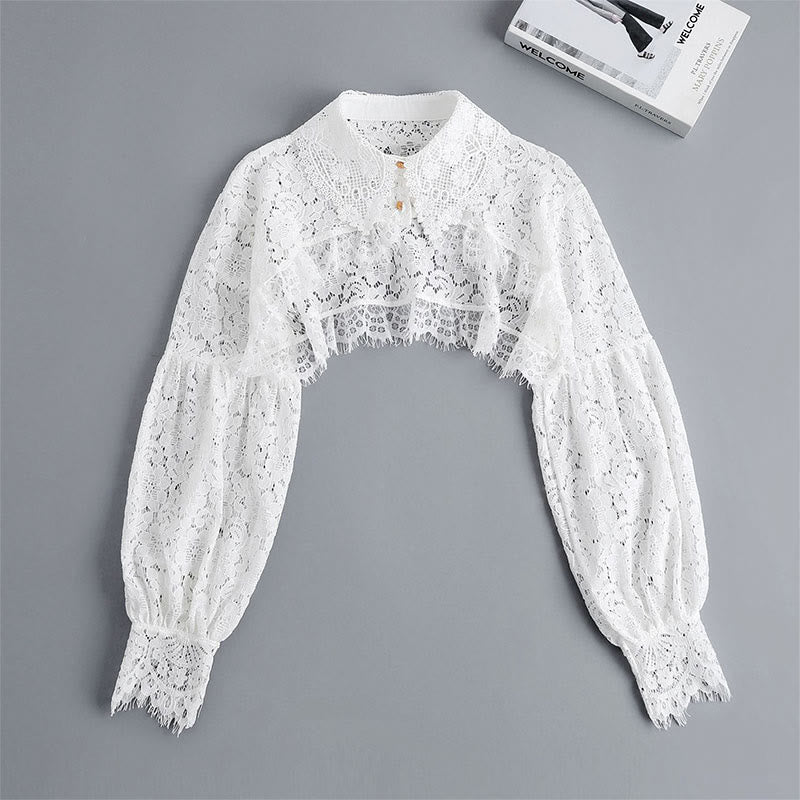 Mantella in pizzo floreale per protezione solare, mezza camicia staccabile - image 8