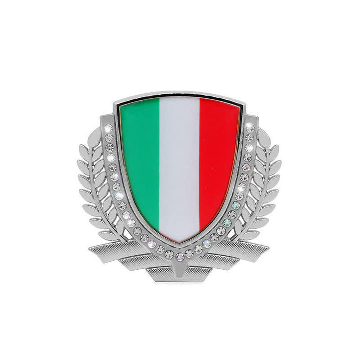 Adesivo per auto con bandiera nazionale in metallo con strass