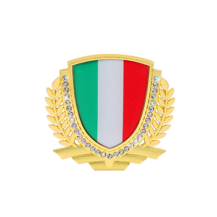 Adesivo per auto con bandiera nazionale in metallo con strass