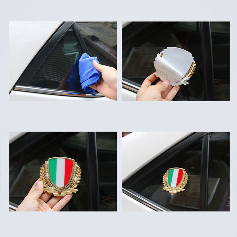 Adesivo per auto con bandiera nazionale in metallo con strass