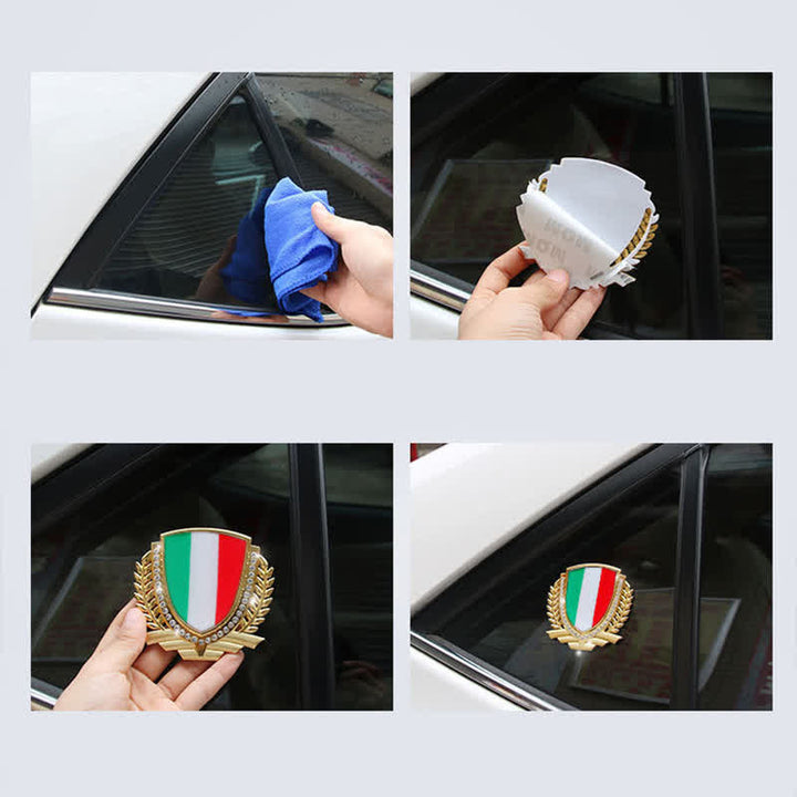 Adesivo per auto con bandiera nazionale in metallo con strass