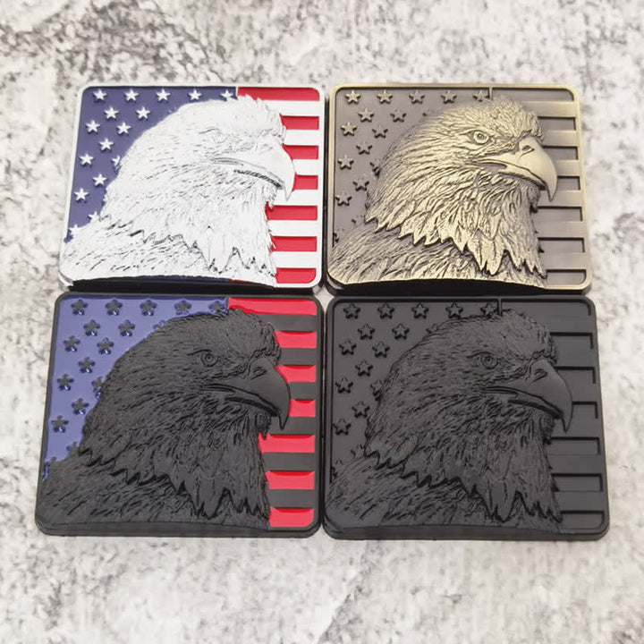 Distintivo per auto con bandiera americana e aquila calva in metallo