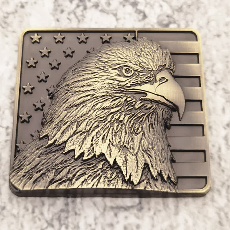 Distintivo per auto con bandiera americana e aquila calva in metallo