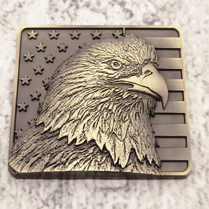 Distintivo per auto con bandiera americana e aquila calva in metallo