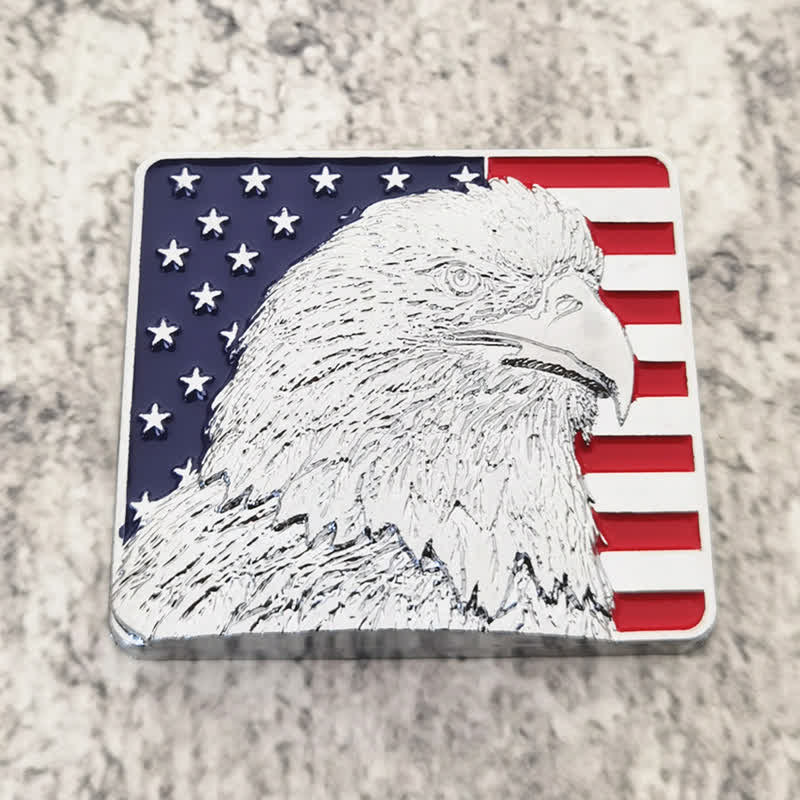 Distintivo per auto con bandiera americana e aquila calva in metallo