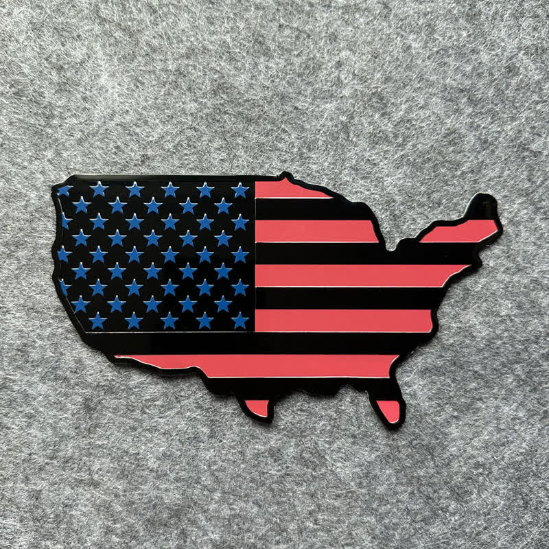 Adesivo in metallo con mappa della bandiera americana, distintivo per auto - Rosso - image 1