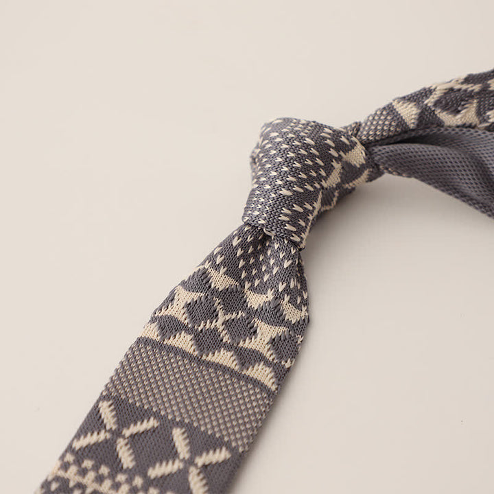 Cravatta lavorata a maglia con motivo a pois e fiocchi di neve da uomo - Stile n. 9 - image 10