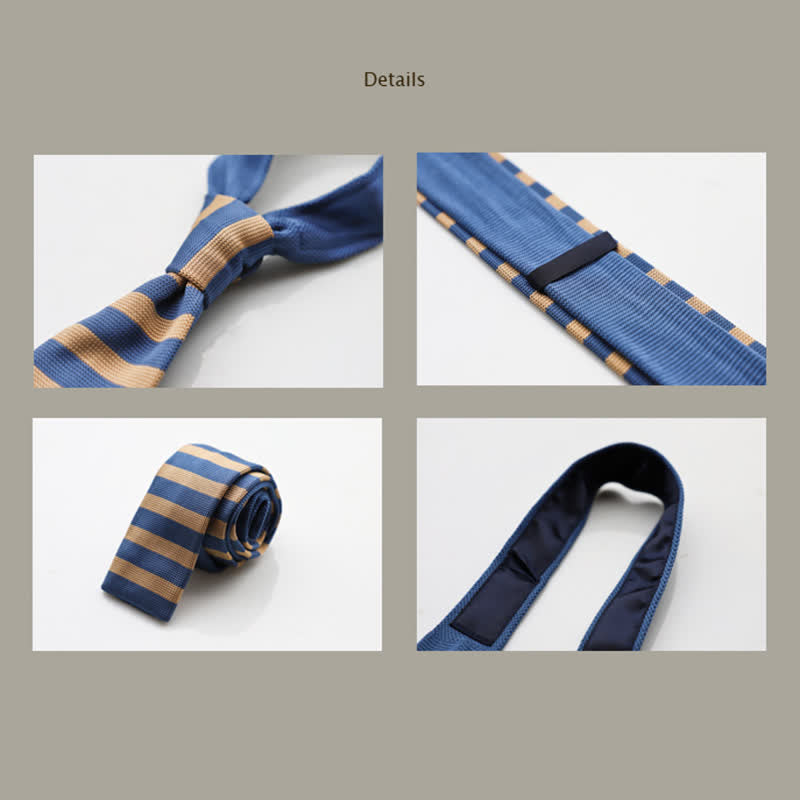 Cravatta da uomo in maglia a righe blu e cachi