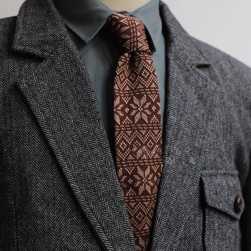 Cravatta lavorata a maglia con motivo vintage in stile britannico da uomo