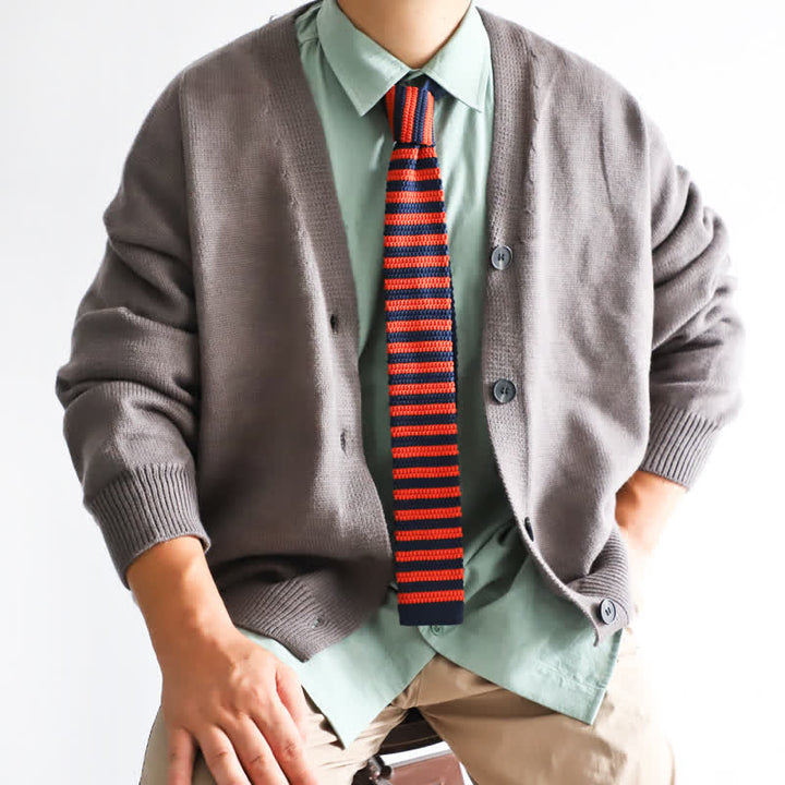 Cravatta lavorata a maglia con motivo vintage in stile britannico da uomo