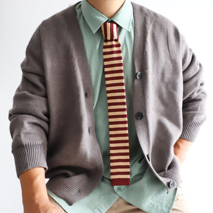 Cravatta lavorata a maglia con motivo vintage in stile britannico da uomo
