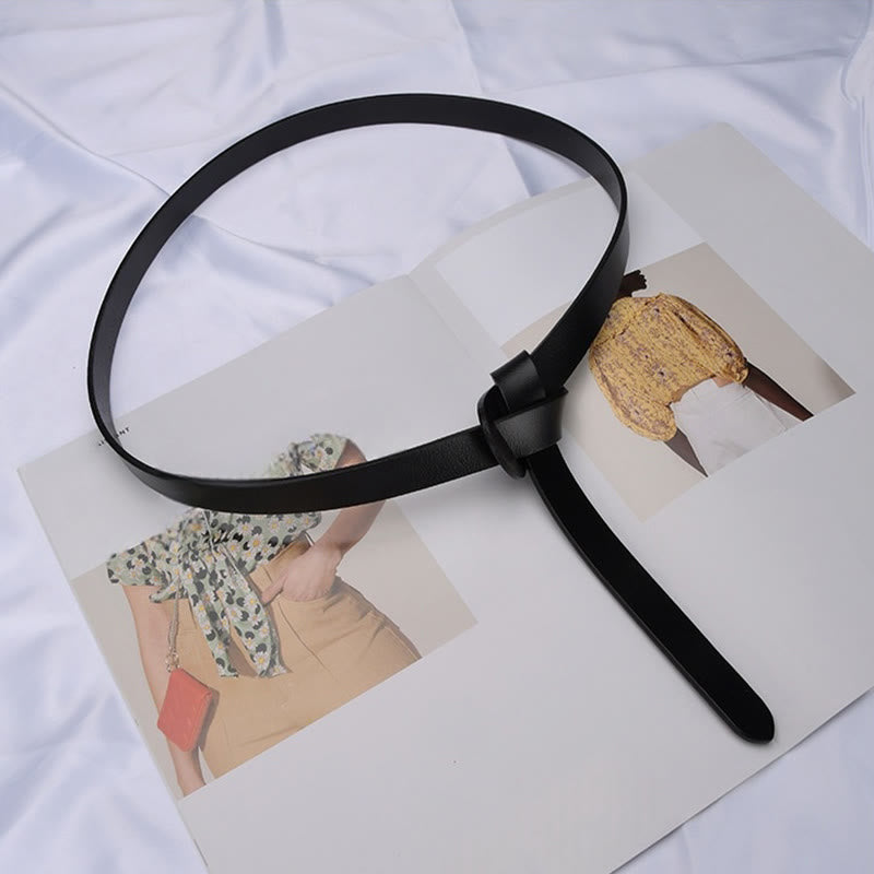 Cintura decorativa in pelle con nodo classico in tinta unita