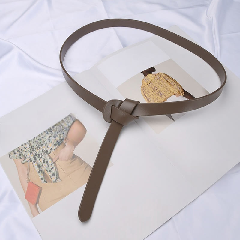 Cintura decorativa in pelle con nodo classico in tinta unita