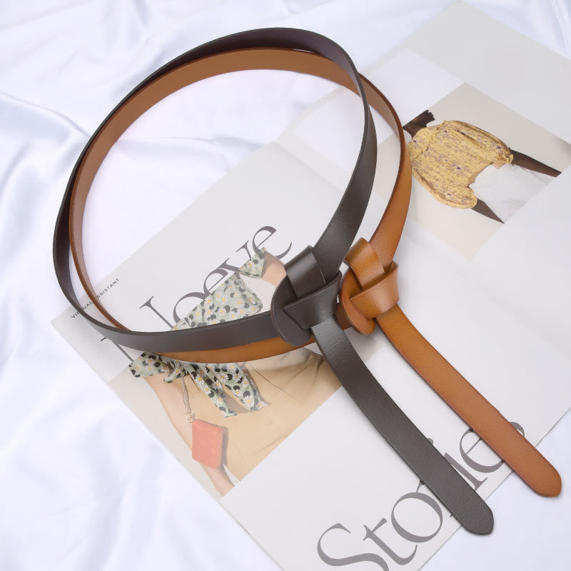 Cintura decorativa in pelle con nodo classico in tinta unita