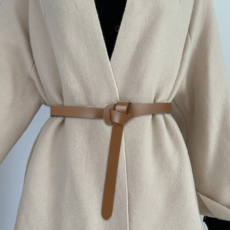 Cintura decorativa in pelle con nodo classico in tinta unita
